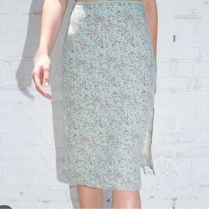 Brandy Melville Green Floral Midi Skirt